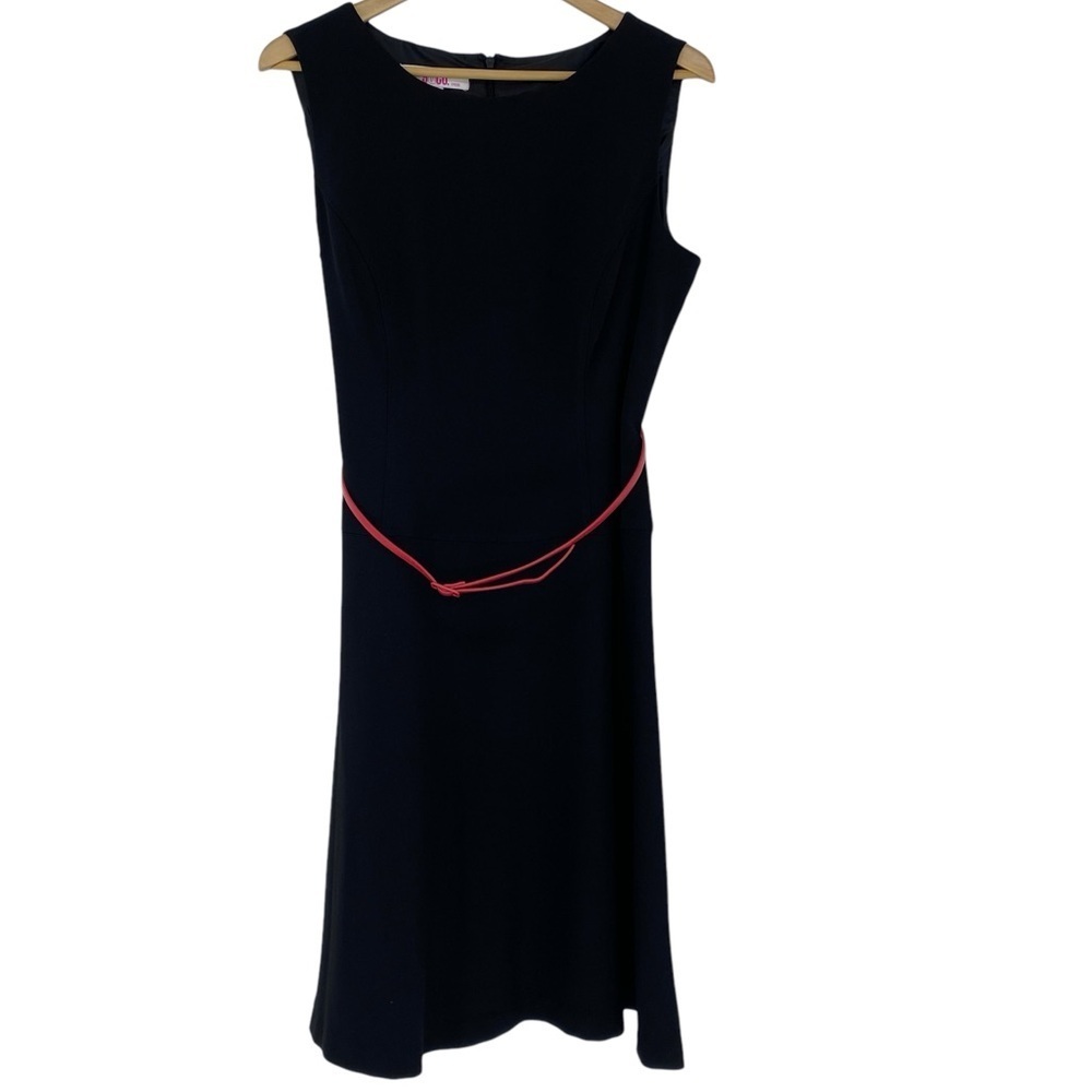 NWT 9 & Co. Day to Dinner LBD little black dress with pink belt wms sz 12